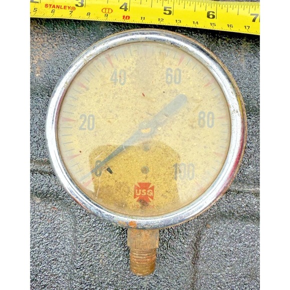 usga Other - Vintage USG 0–100 PSI Pressure Gauge Industrial Steam Gauge Metal Bezel